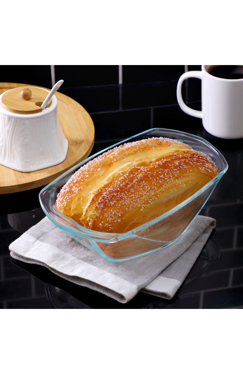 Soho Lounge Carnegie Hill 10 inch x 5.9 Inch x 2.6 Inch Tempe Glass Loaf Pan with Built-in Handles, Alternate, color, Clear