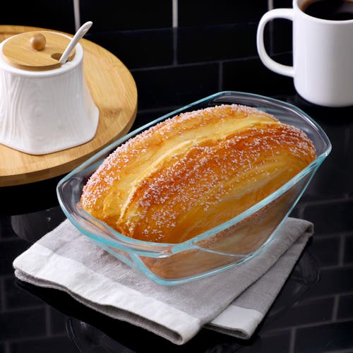 Soho Lounge Carnegie Hill 10 Inch X 5.9 Inch X 2.6 Inch Tempe Glass Loaf Pan With Built-in Handles In Blue