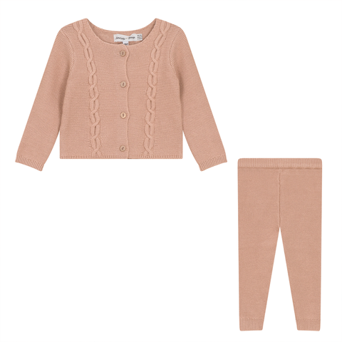 Garter Knit 2 Piece Long Sleeve Top and Pants Set (Baby)