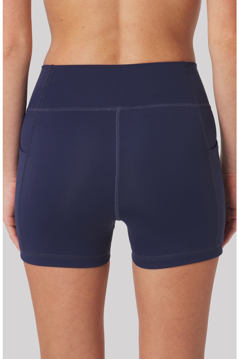Heather High Waist Pocket Bike Shorts, Alternate, color, LEGACY NAVY BLUE