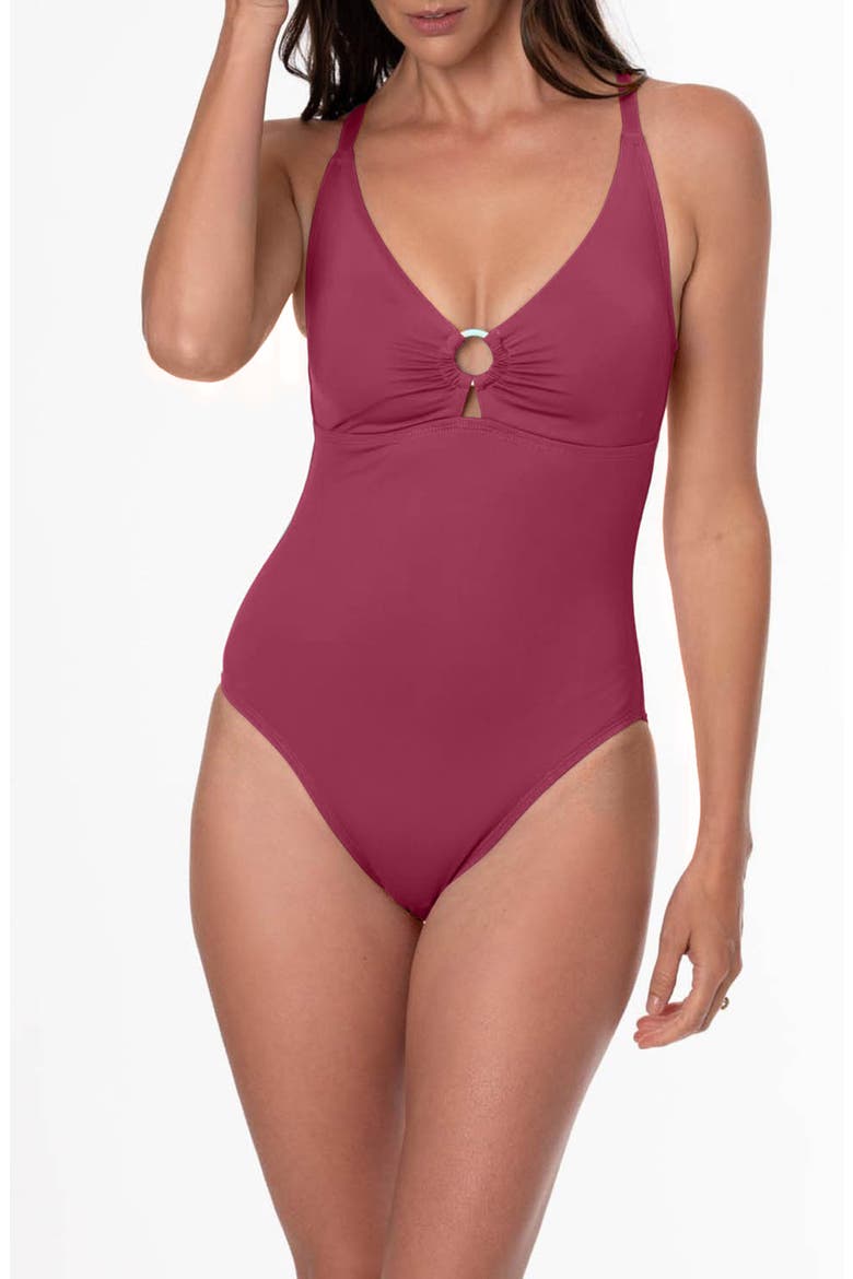 Paris One-Piece Swimsuit, Main, color, MULBERRY