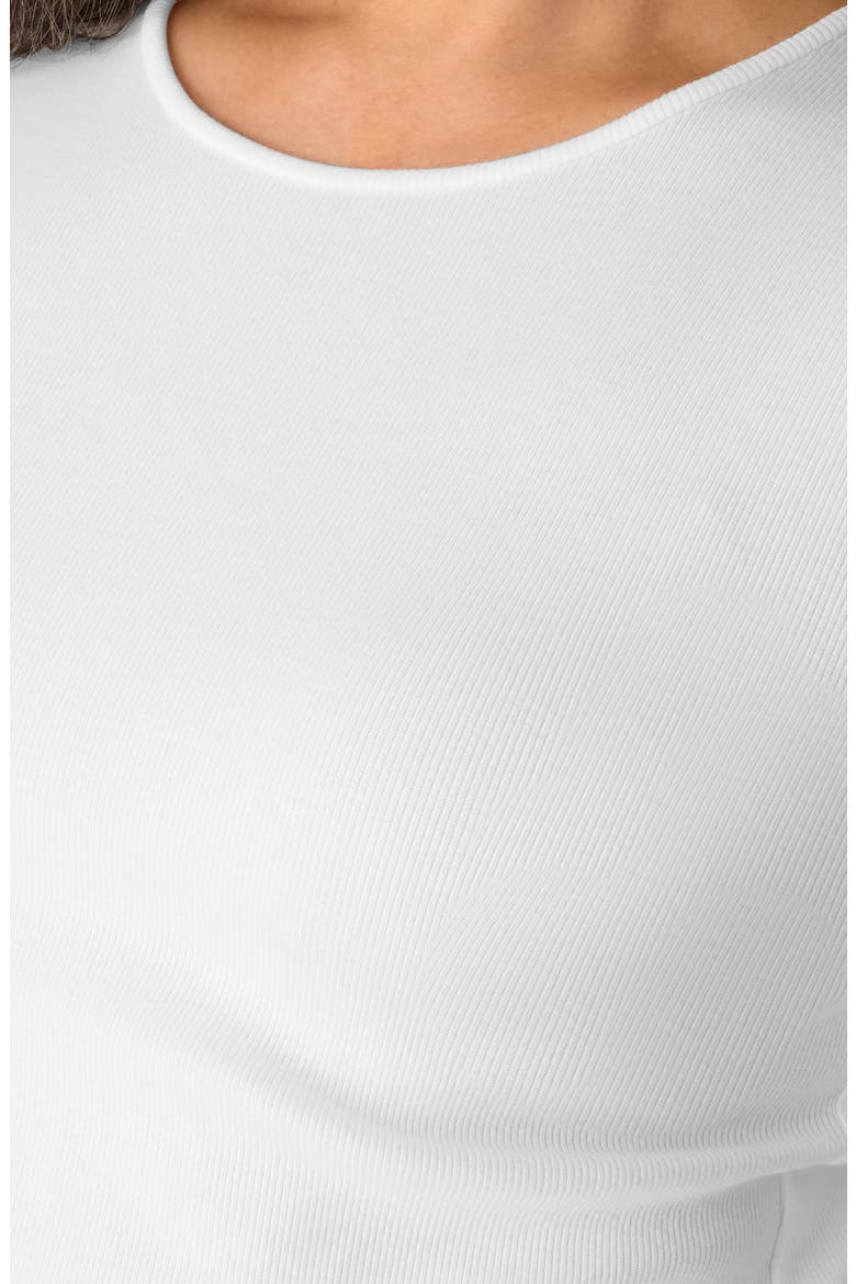 Organic Cotton Crewneck Elbow Sleeve Top, Alternate, color, WHITE