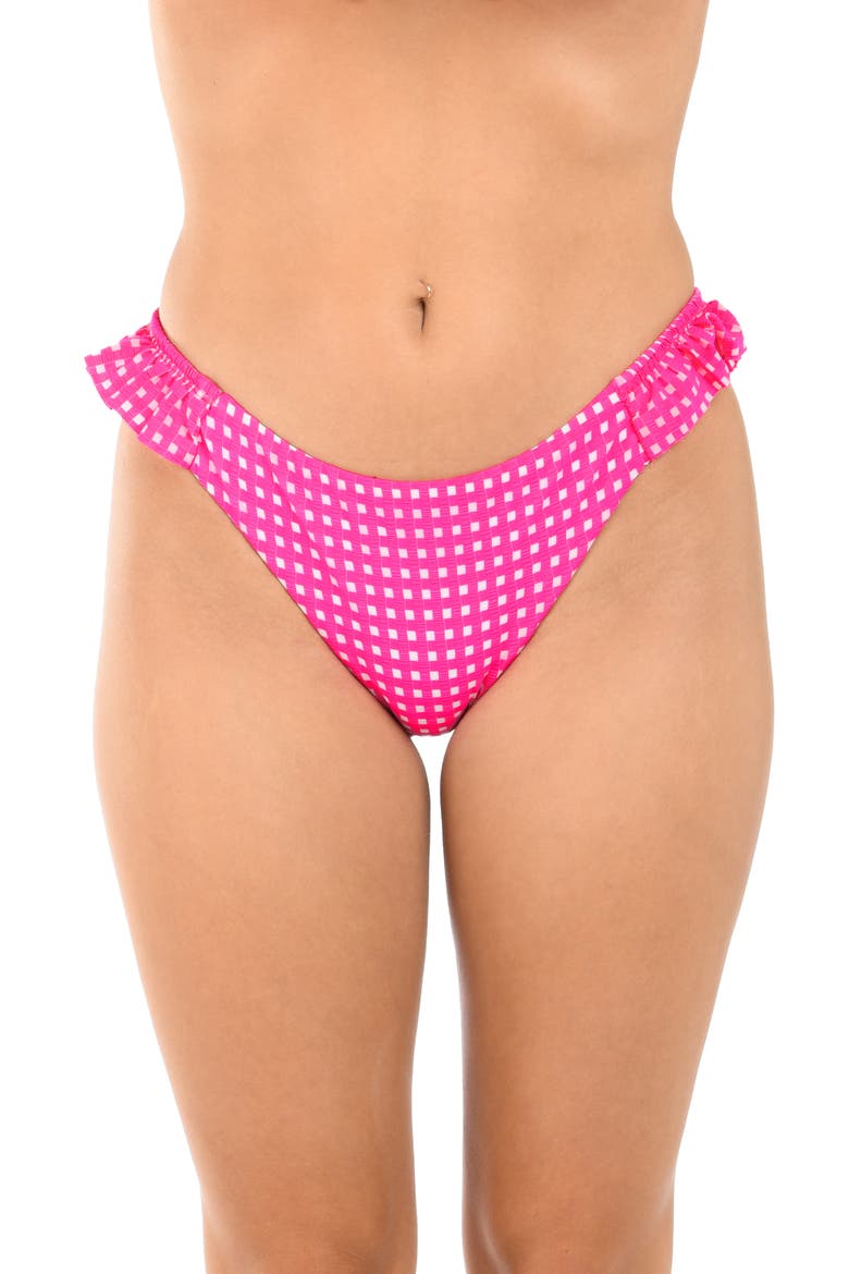 Picnic Ruffle Hipster Bikini Bottoms, Main, color, BRIGHT PINK