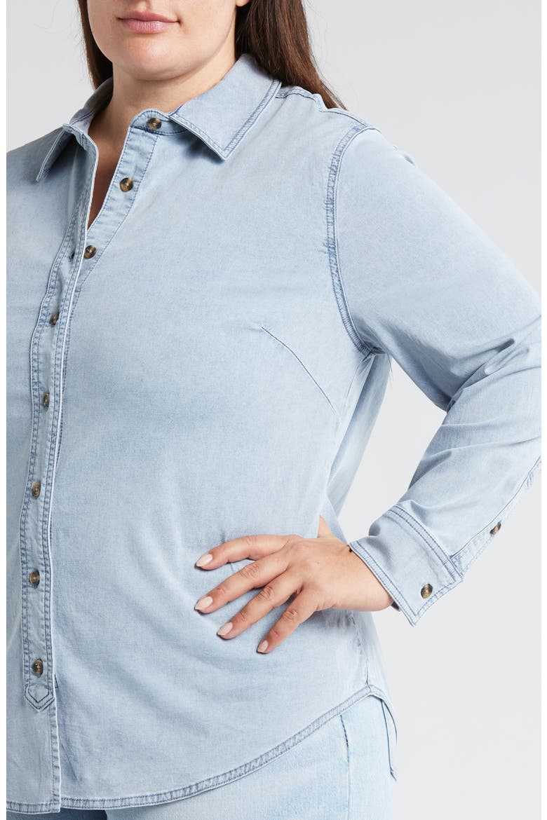 Chambray Button-Up Shirt, Alternate, color, HERITAGE BLUE