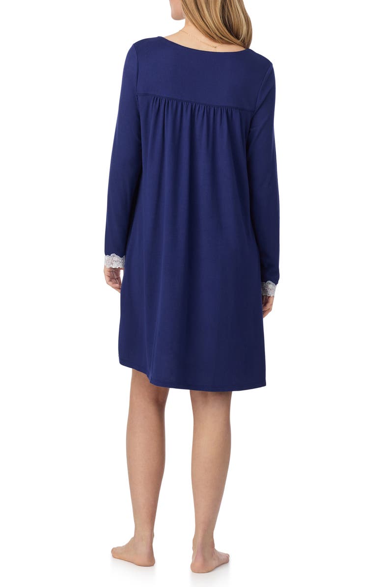 Eileen West Long Sleeve Short Nightgown, Alternate, color, Navy