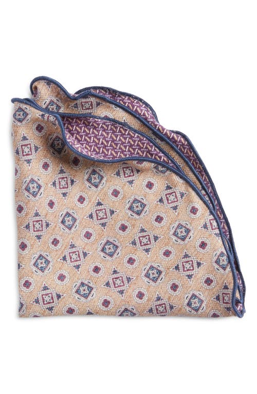 EDWARD ARMAH Foulard Links Reversible Silk Pocket Circle in Tan 