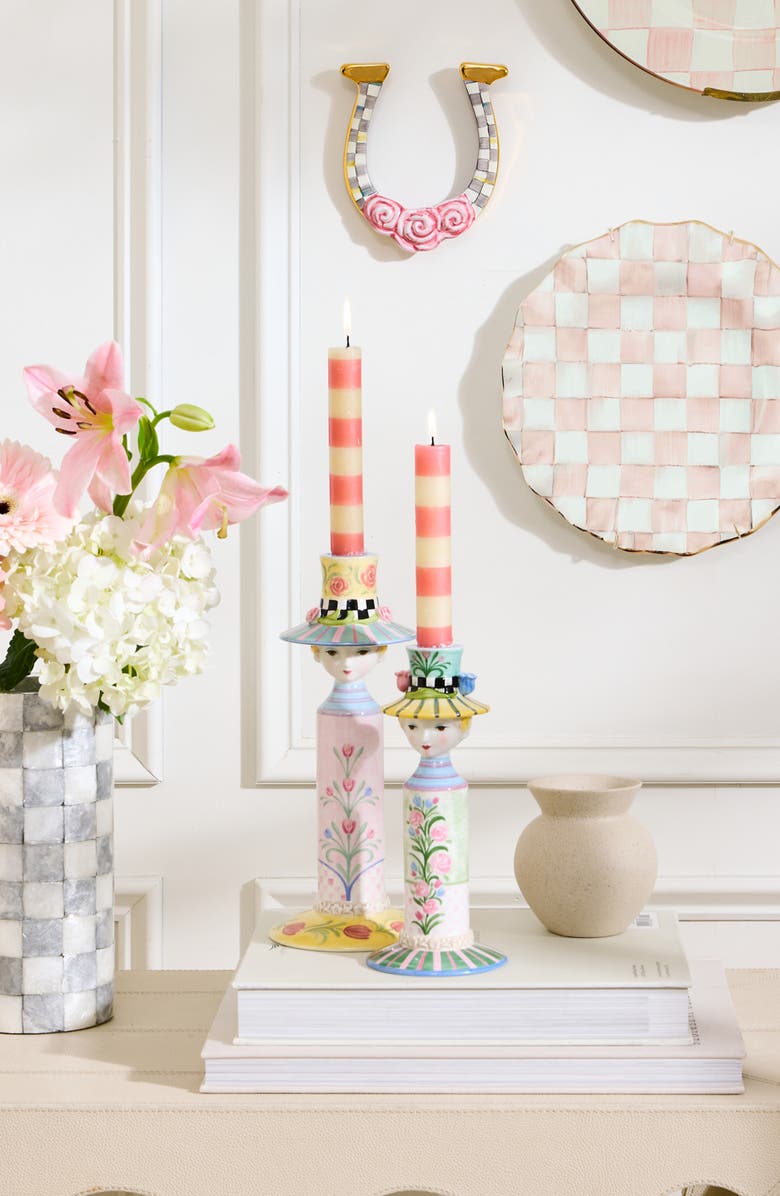 MACKENZIE CHILDS Set of 6 Pink Dinner Candles, Alternate, color, Pink