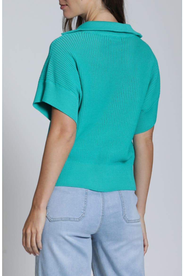Open Stitch Quarter Zip Sweater, Alternate, color, MINT GREEN