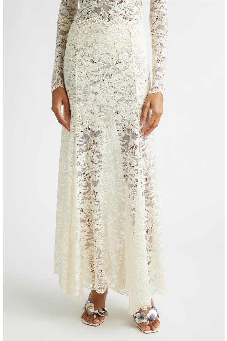 Scalloped Lace Maxi Skirt, Main, color, IVORY