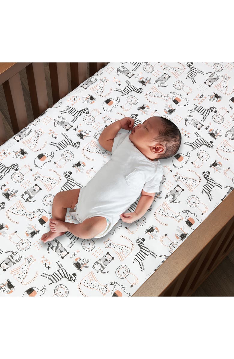 Lambs & Ivy Patchwork Jungle Animals 4-Piece Nursery Baby Crib Bedding Set, Alternate, color, Brown Multicolor