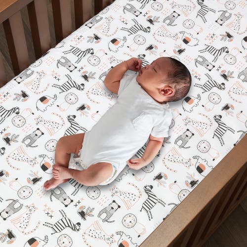 Lambs & Ivy Patchwork Jungle Animals 4-piece Nursery Baby Crib Bedding Set In Multi
