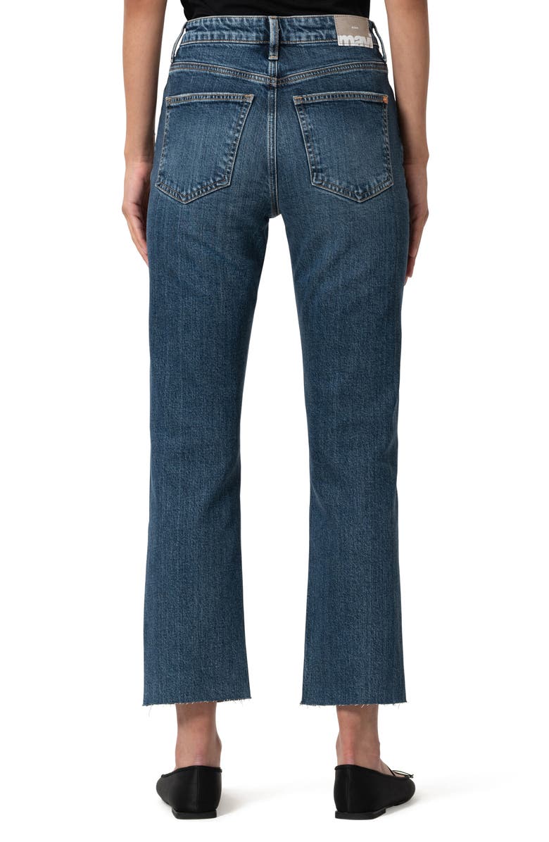 Mavi Jeans New York Raw Hem High Waist Straight Leg Jeans, Alternate, color, Dark Used Classic Blue