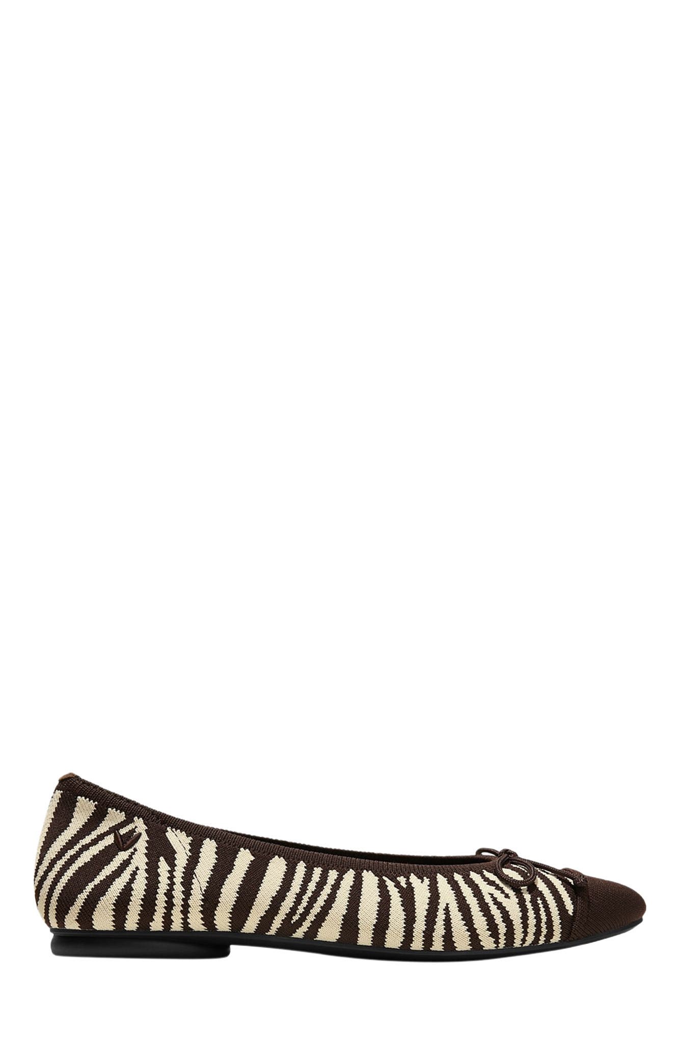 VIVAIA Almond-Toe Bow Flats, Alternate, color, Chocolate Zebra