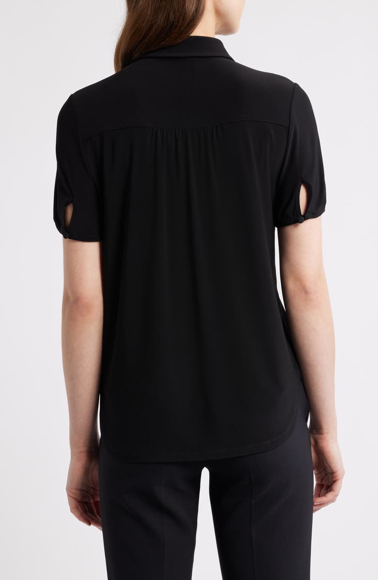 Anne Klein Collared Short Sleeve Button-Up Shirt, Alternate, color, Anne Black