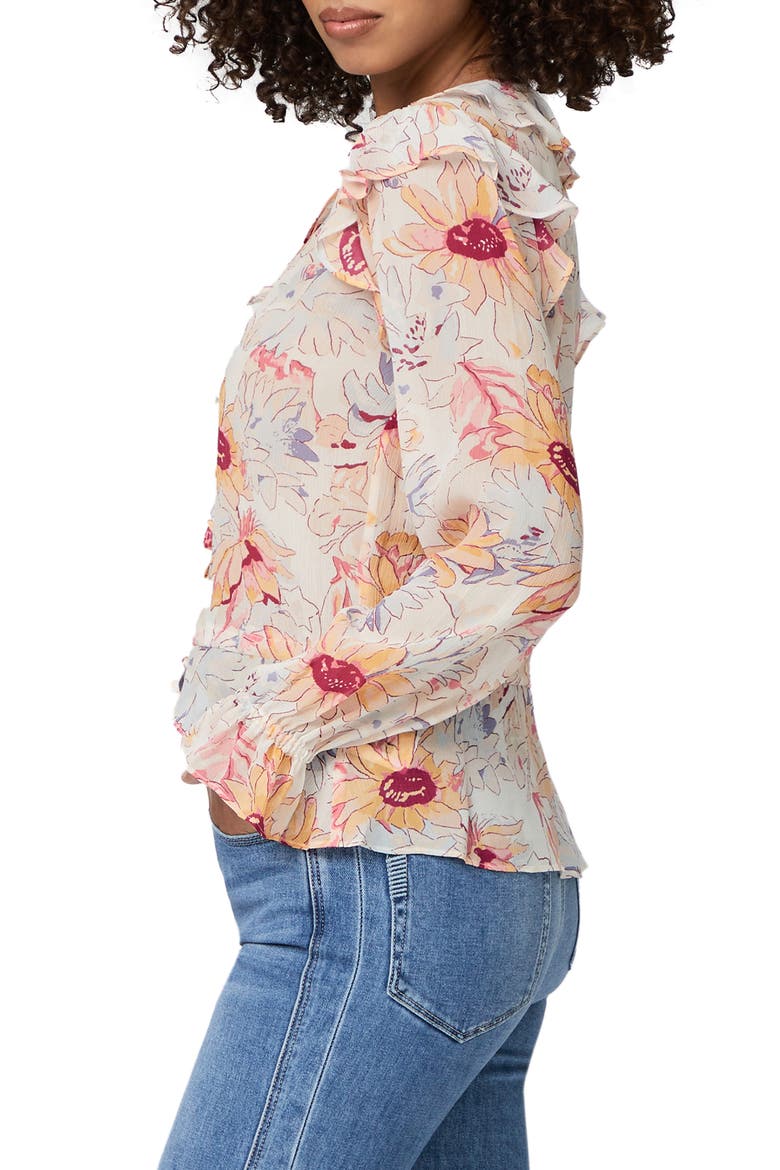 Dorit Floral Silk Peplum Blouse, Alternate, color, CREMMLTI