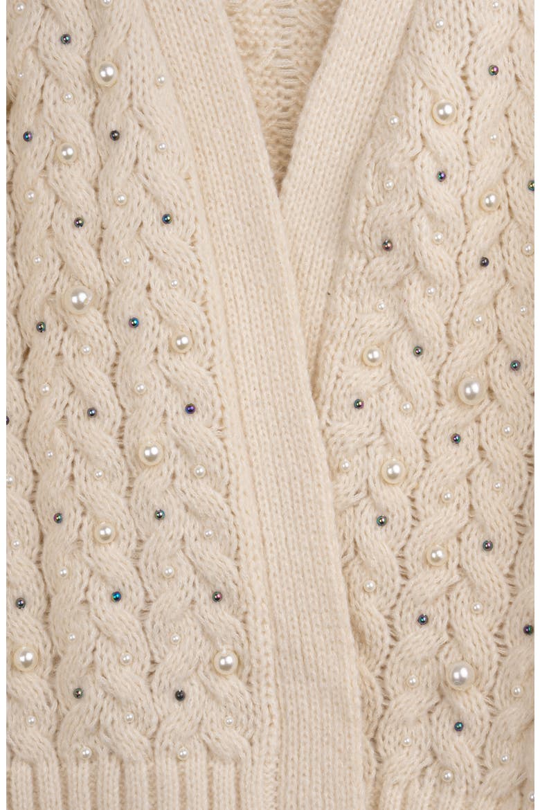 Faux Pearl Knit Cardigan, Alternate, color, IVORY