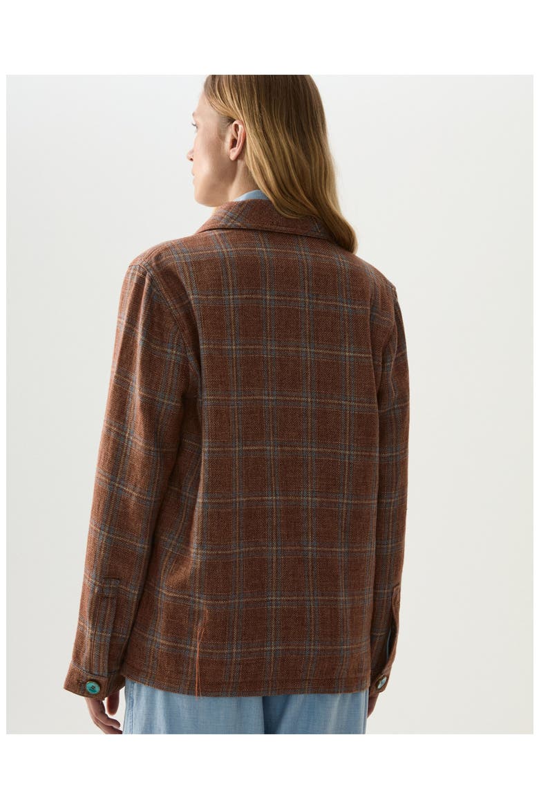 Scotland-Checkered Linen and Cotton Classic Jacket, Alternate, color, Dark Brown