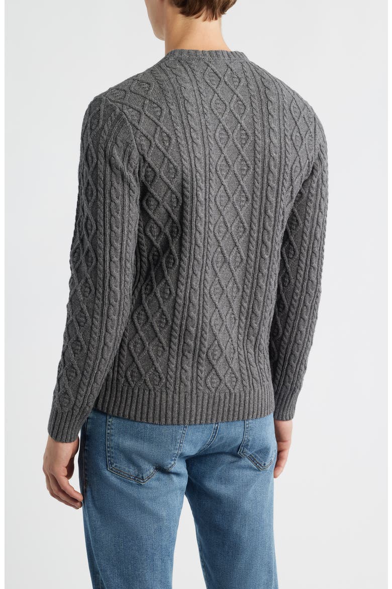 Foyer Cable Stitch Cotton & Wool Blend Sweater, Alternate, color, COAL