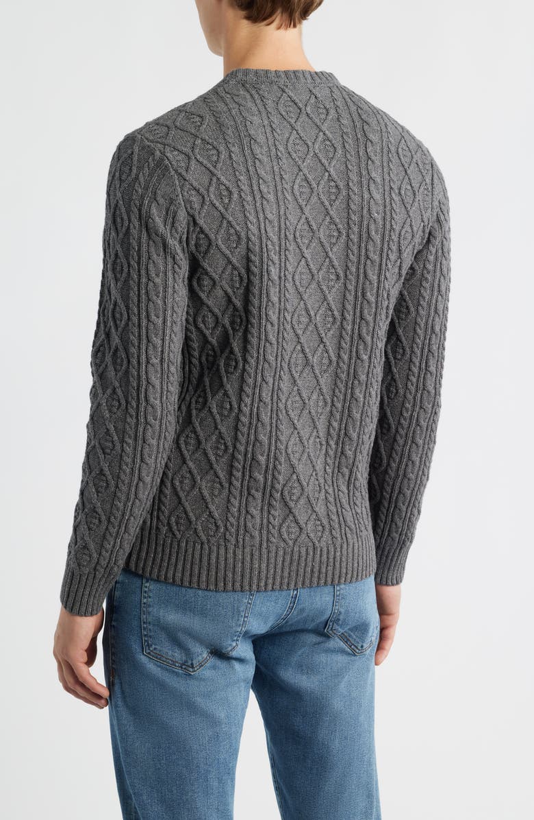 James Campbell Foyer Cable Stitch Cotton & Wool Blend Sweater, Alternate, color, Coal