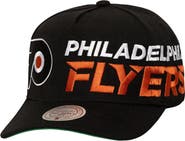 Mitchell & Ness Men's Mitchell & Ness  Black Philadelphia Flyers Busted Logo Wordmark Wrap-Around Pro Pinch Adjustable Hat