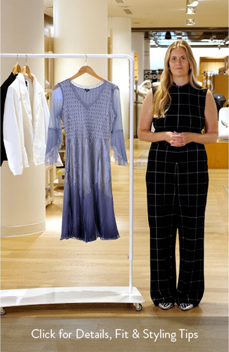 Bell Sleeve Charmeuse & Chiffon Cocktail Dress, sales video thumbnail