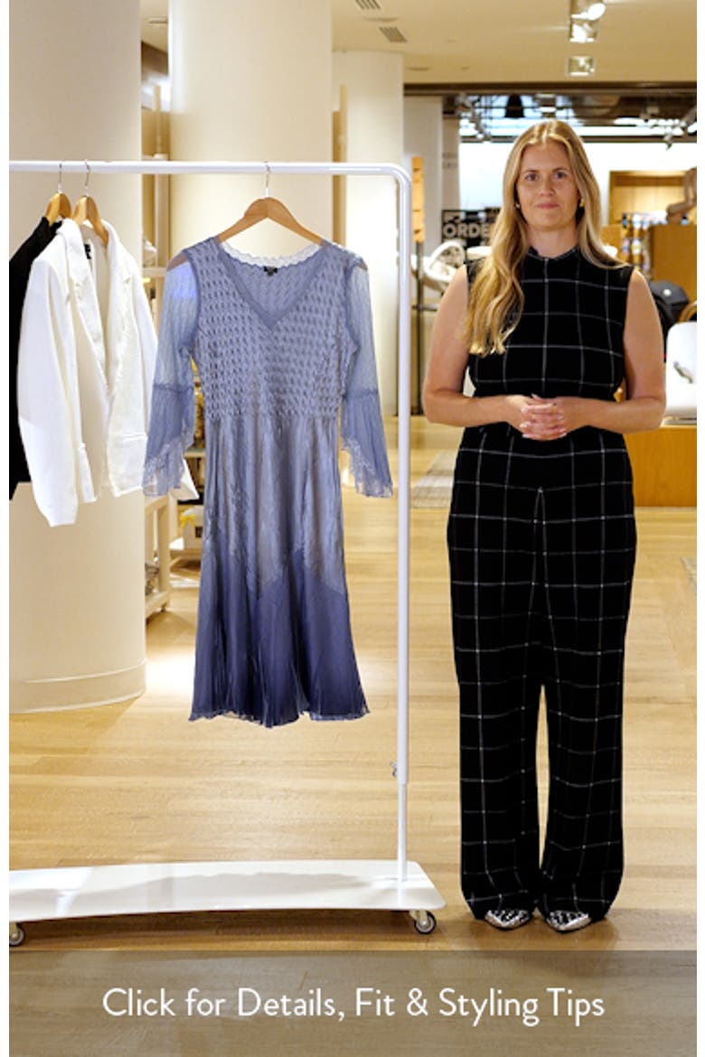 Bell Sleeve Charmeuse & Chiffon Cocktail Dress video