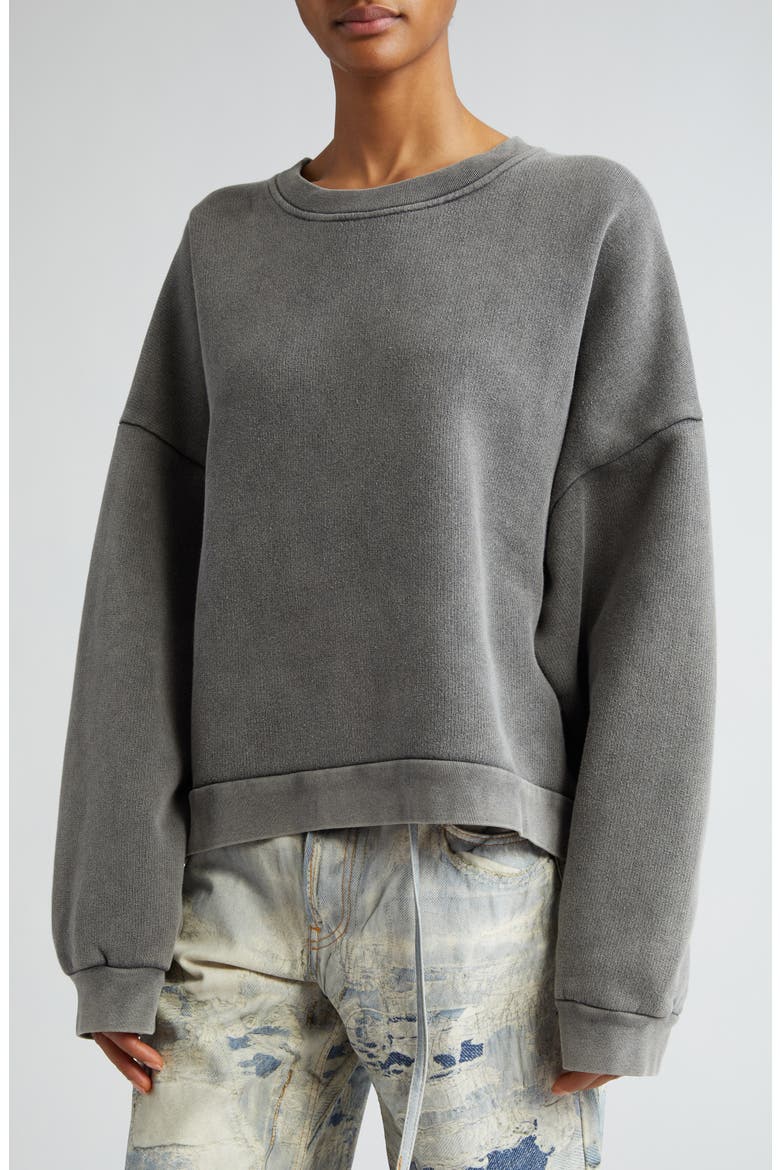 Fester Logo Patch Oversize Cotton Sweatshirt, Alternate, color, FADED BLACK