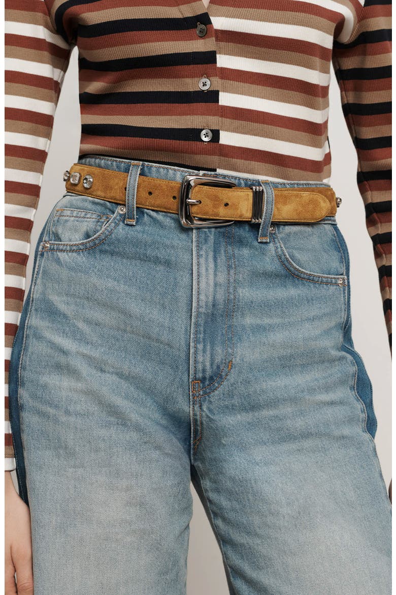 Crystal Arch Suede Belt, Alternate, color, ACORN