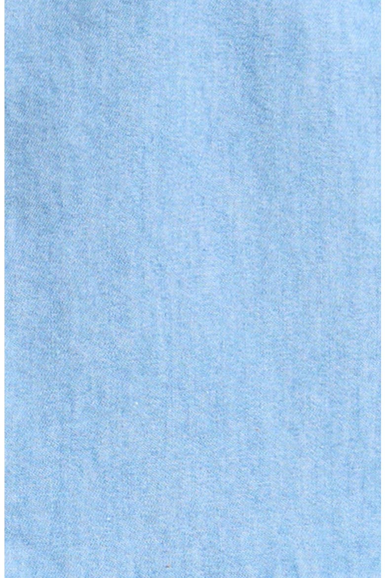 Kids' Scallop Chambray Peplum Top, Alternate, color, LIGHT BLUE DENIM