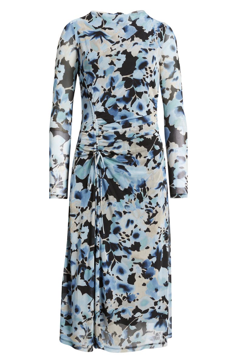 Anne Klein Ruched Long Sleeve Maxi Dress, Alternate, color, Anne Black Multi