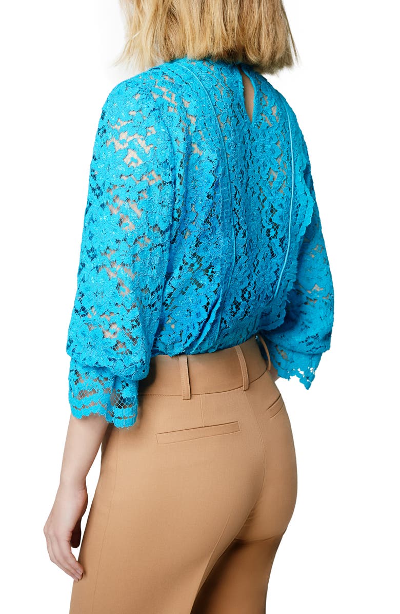 Smythe Scalloped Lace Turtleneck Top, Alternate, color, Prussian Blue