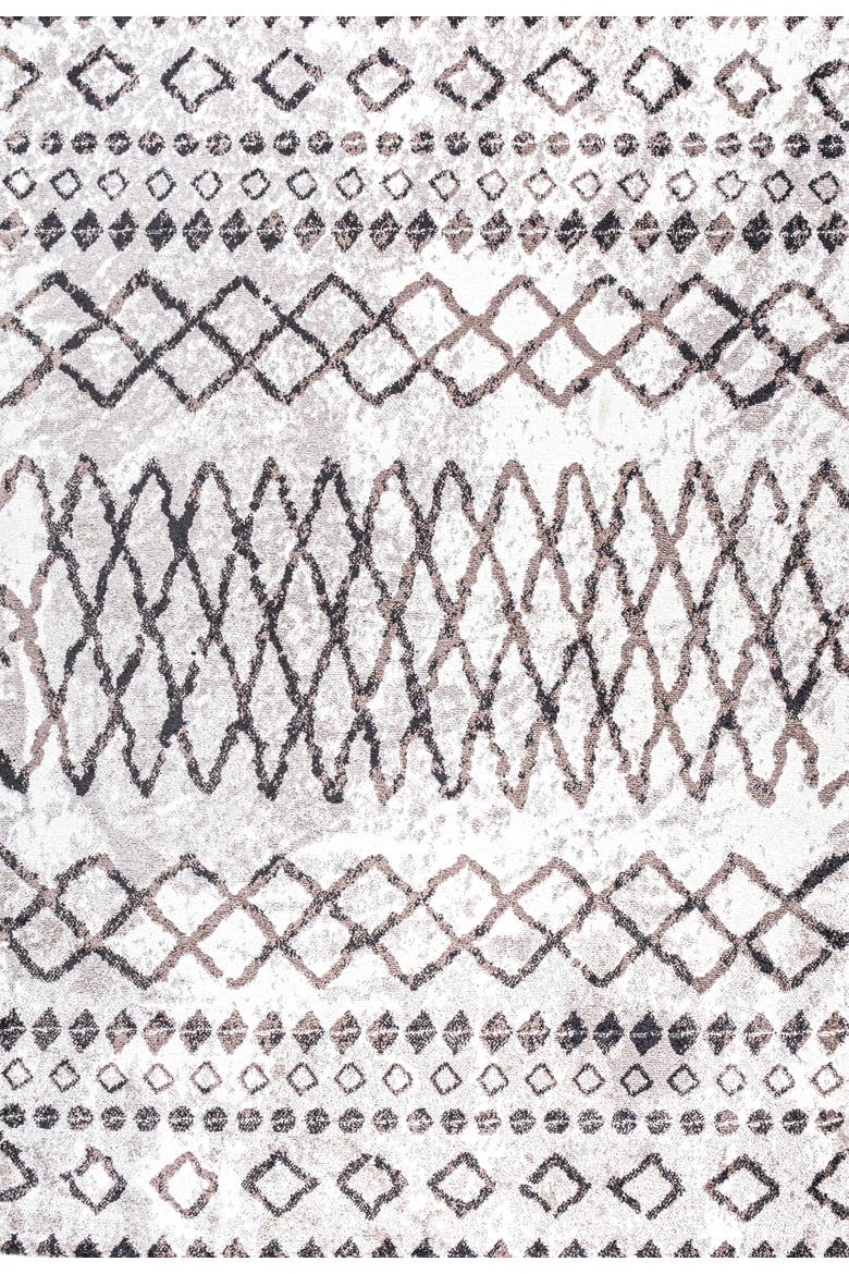 Aksil Moroccan Diamond Area Rug, Main, color, Ivory/Brown