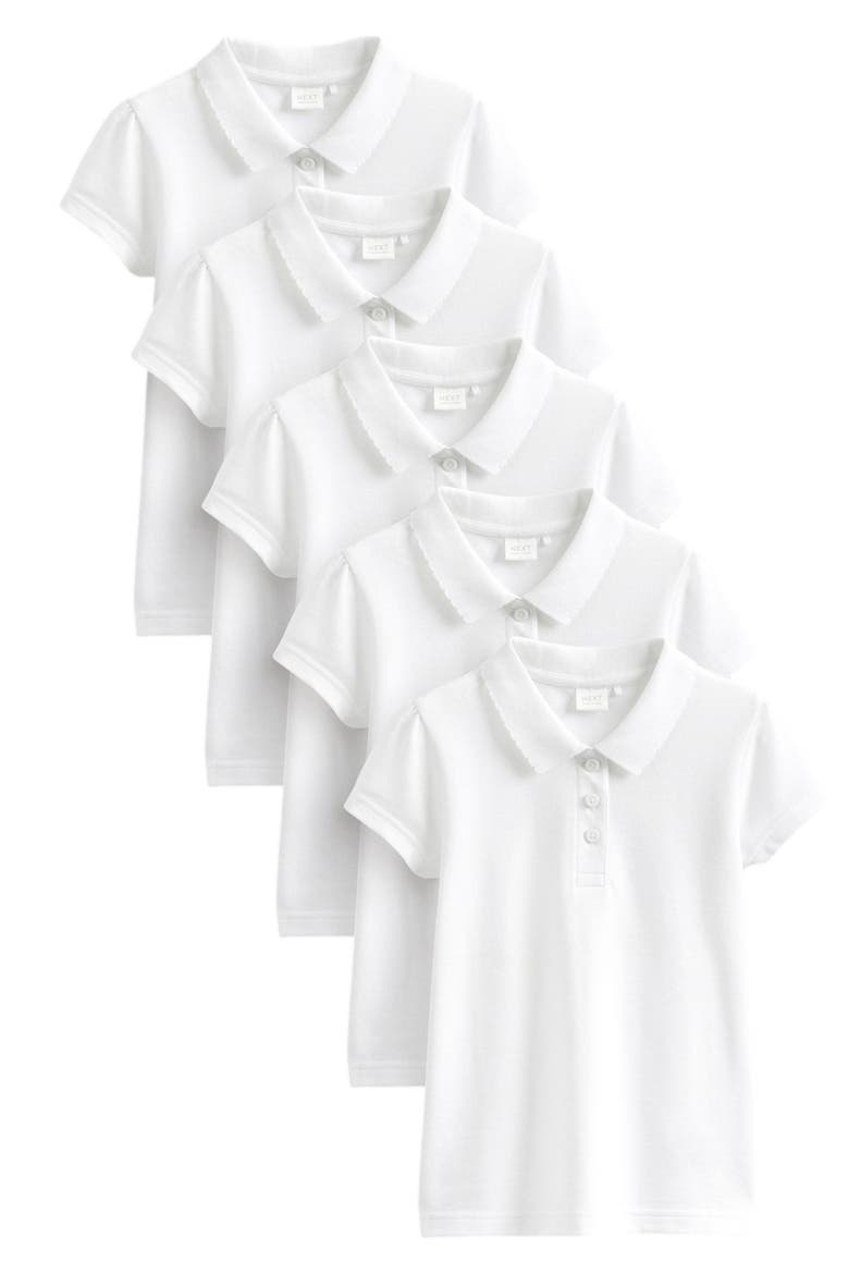 Kids' 5-Pack Short Sleeve Piqué Polos, Main, color, WHITE