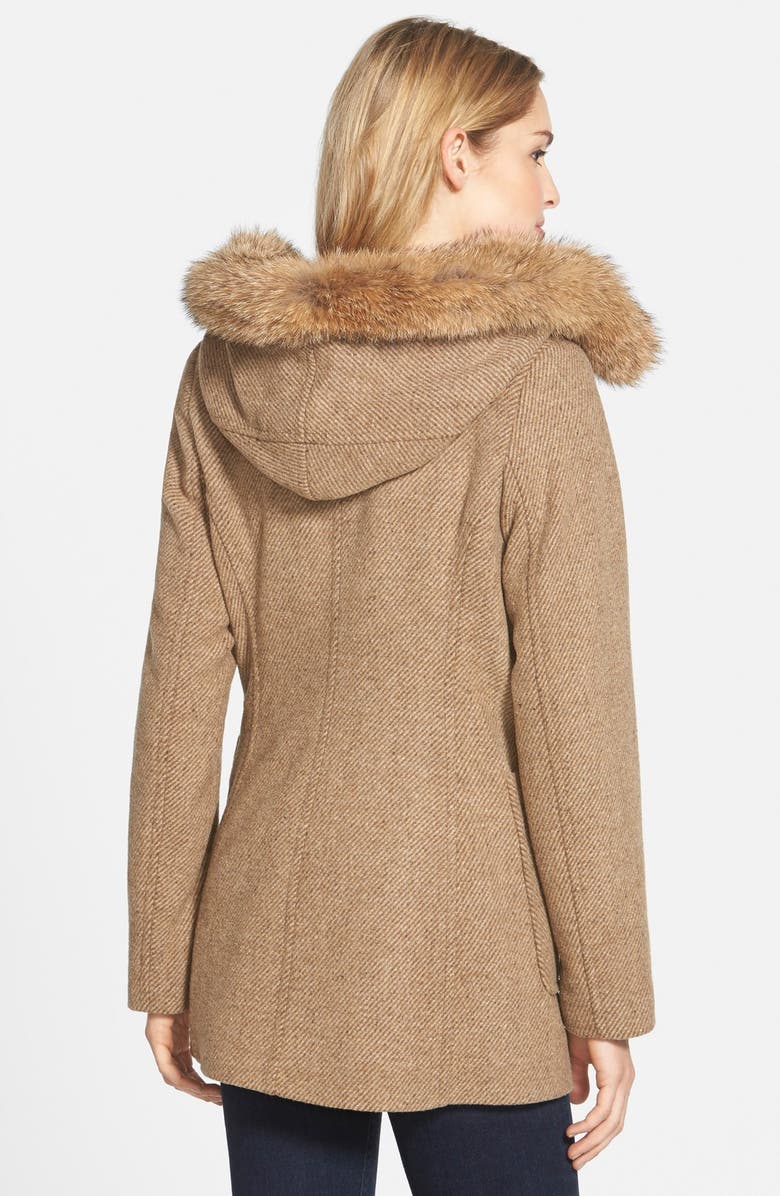Pendleton 'Berkley' Wool Blend Twill Duffle Coat with Genuine Coyote Fur Trim, Alternate, color, 