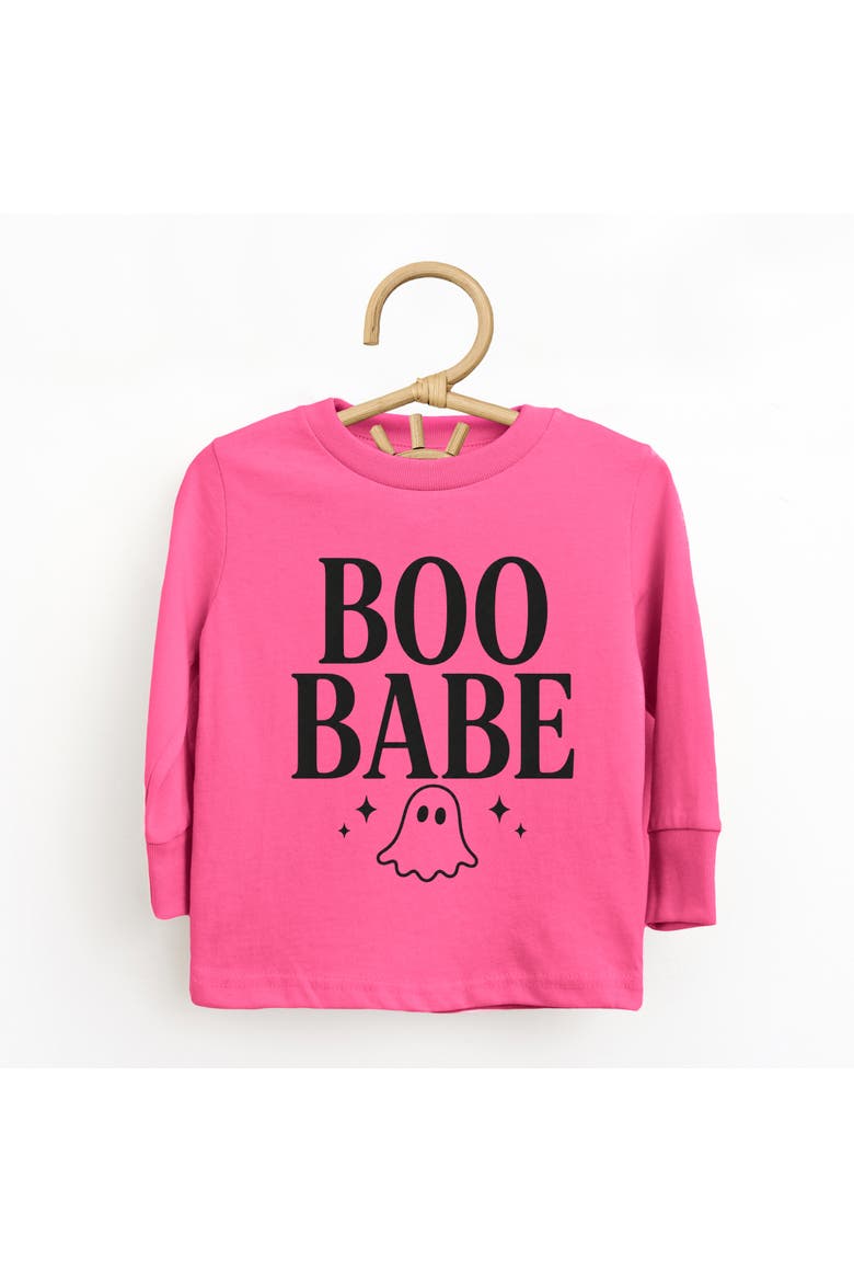 Boo Babe Ghost Toddler Long Sleeve Graphic Tee, Alternate, color, Hot Pink