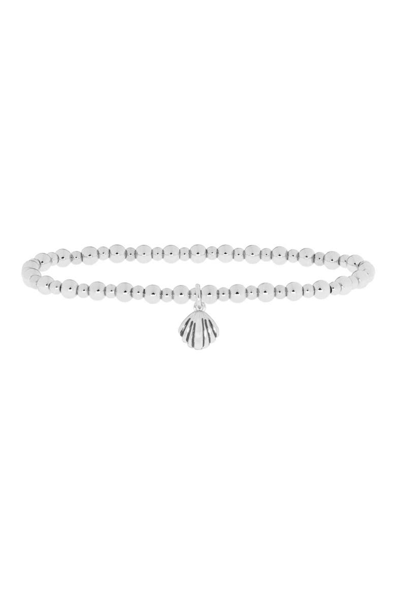 Clam Shell Charm Ball Stretch Bracelet, Main, color, SILVER