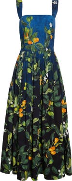 Oscar de la Renta Botanical Stretch Cotton Sundress