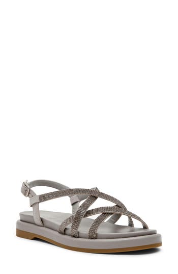 Anne Klein Esmeralda Strappy Sandal In Grey Microsuede