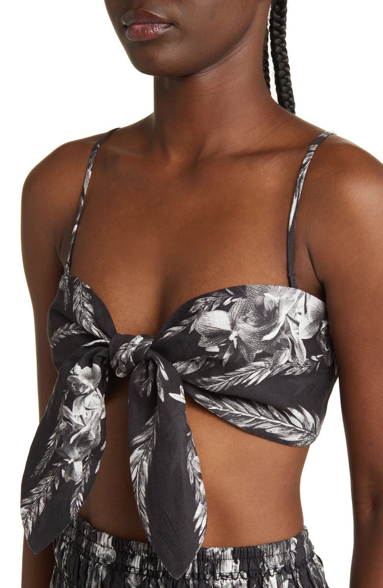 AllSaints Riah Mia Bandeau Linen Crop Camisole Top, Alternate, color, 
