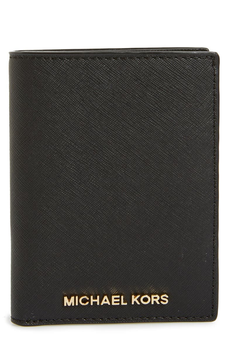 Travel Passport Wallet, Main, color, BLACK/ GOLD