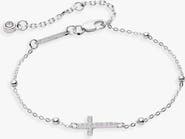 Alex and Ani Cross Delicate Pave Crystal Beaded Strand Bracelet