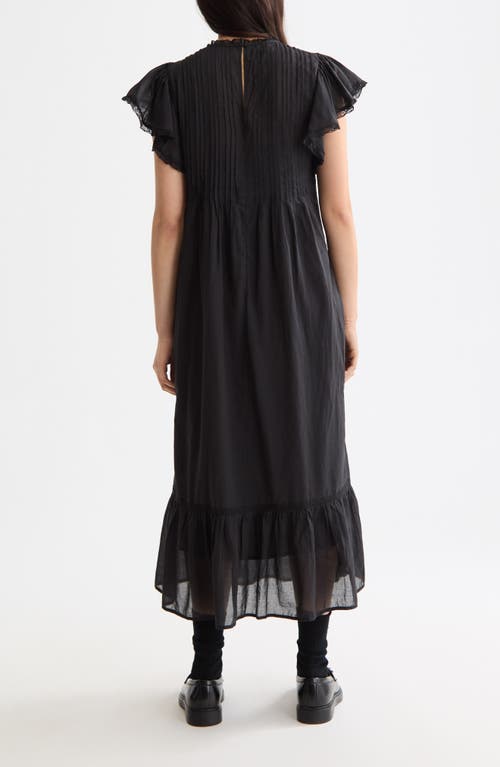 Scotch & Soda Cotton Short-sleeve Pleated Midi Dress In Black