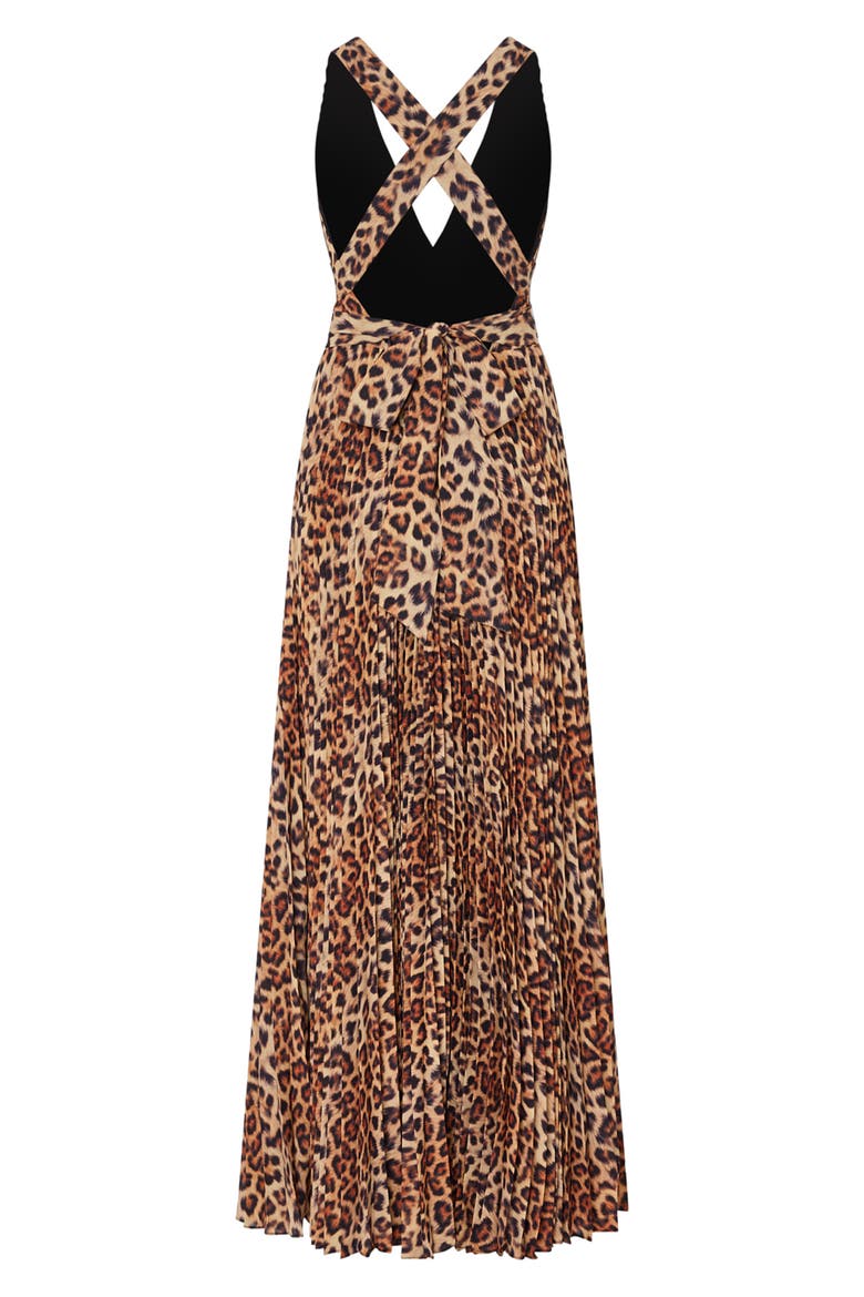 Oria Leopard Print Plunge Neck Maxi Dress, Alternate, color, MULTI
