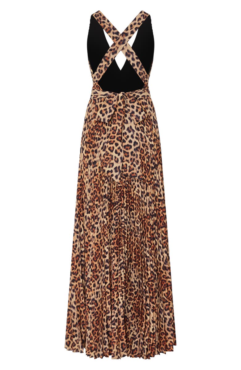Milly Oria Leopard Print Plunge Neck Maxi Dress, Alternate, color, Multi
