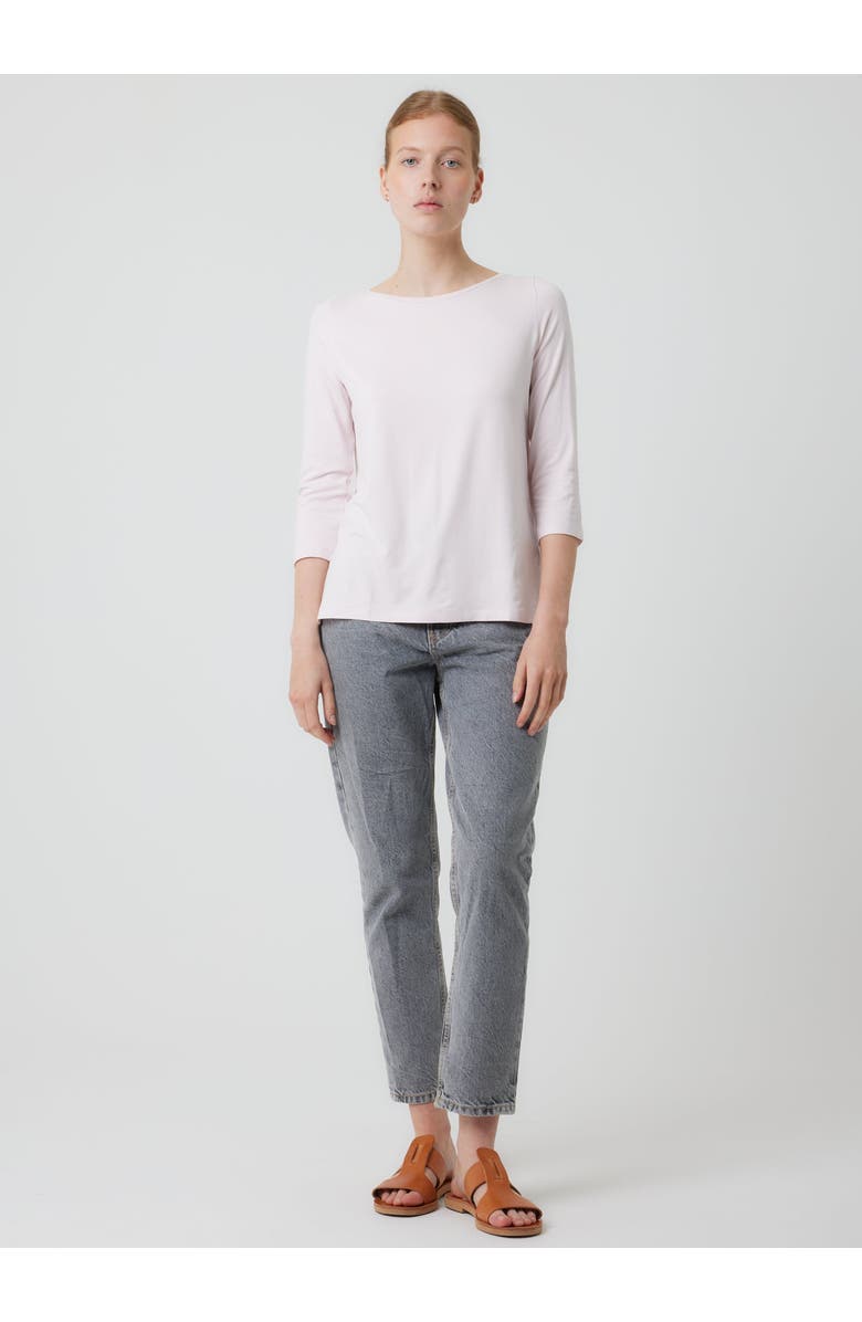 Majestic Filatures Soft Touch 3/4 Sleeve Pleated Back Crewneck Top, Alternate, color, Petale