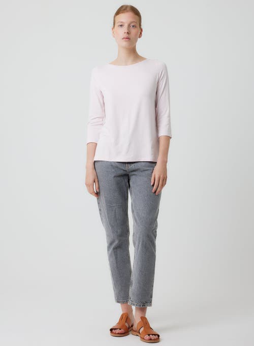 Majestic Filatures Soft Touch 3/4 Sleeve Pleated Back Crewneck Top In Pink