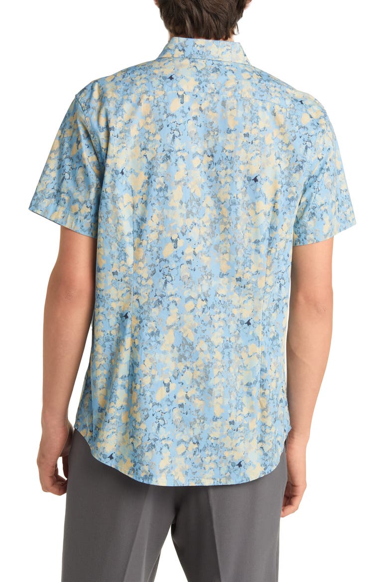 Dot Wash Stretch Short Sleeve Button-Up Shirt, Alternate, color, BLUE DUSK DOT WASH