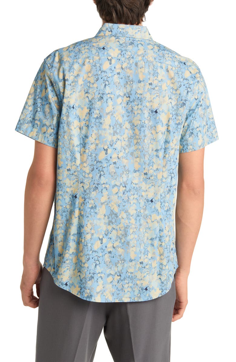 Open Edit Dot Wash Stretch Short Sleeve Button-Up Shirt, Alternate, color,