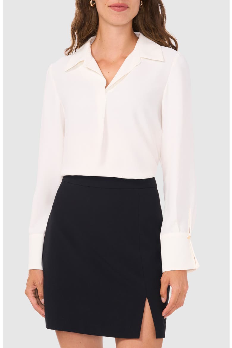 Split Cuff Button-Up Top, Main, color, NEW IVORY