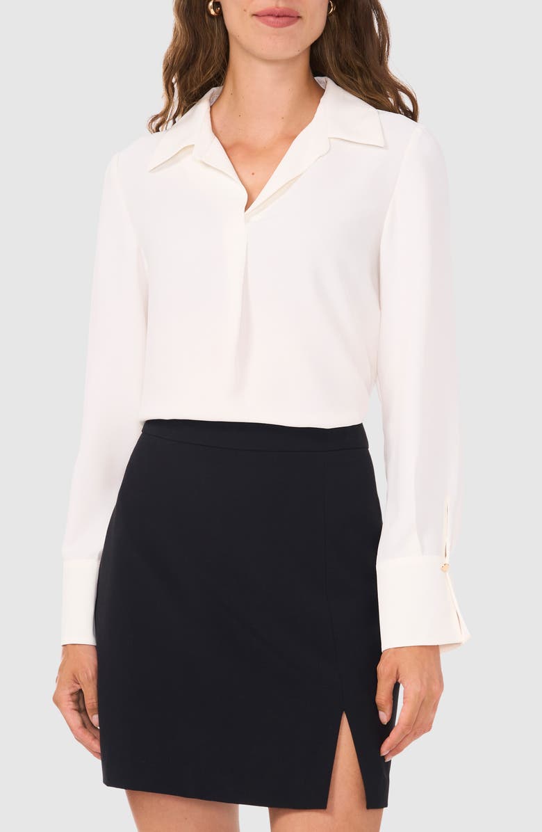 Halogen<sup>®</sup> Split Cuff Button-Up Top, Main, color, New Ivory